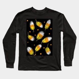 Candy Corn colored Leaves on black Long Sleeve T-Shirt